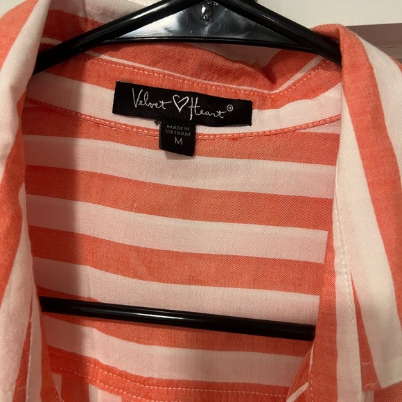 Velvet Heart coral striped button down - NWOT - Picture 2 of 2